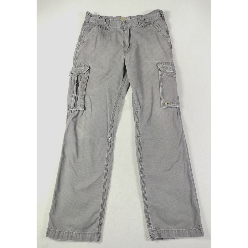 Carhartt Cargo Pants Mens 34x34 Gray Relaxed Fit Ripstop Workwear Utility Casual